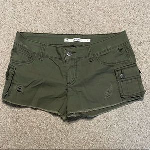 Distressed jean shorts